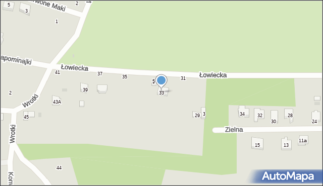 Radomsko, Łowiecka, 33, mapa Radomsko
