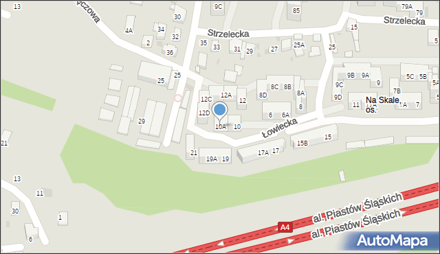 Ruda Śląska, Łowiecka, 10A, mapa Rudy Śląskiej