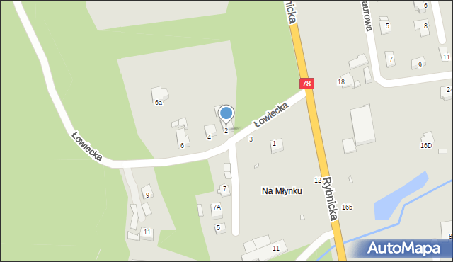 Rybnik, Łowiecka, 2, mapa Rybnika