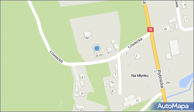 Rybnik, Łowiecka, 6, mapa Rybnika