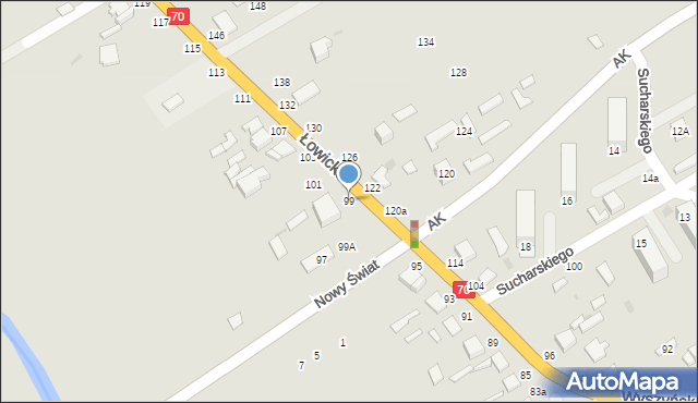 Skierniewice, Łowicka, 99, mapa Skierniewic