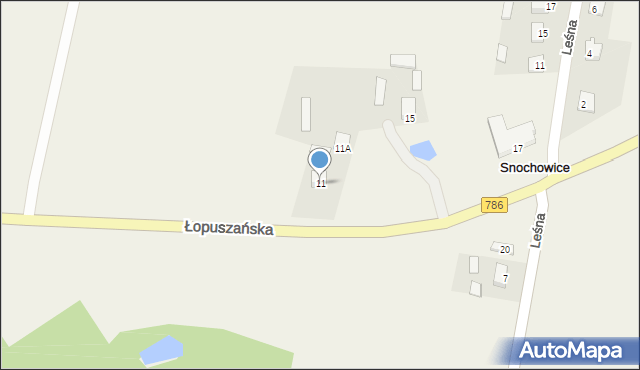 Snochowice, Łopuszańska, 11, mapa Snochowice