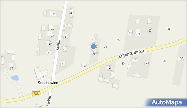 Snochowice, Łopuszańska, 21, mapa Snochowice