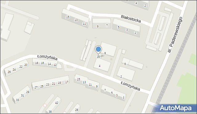 Sosnowiec, Łomżyńska, 10, mapa Sosnowca