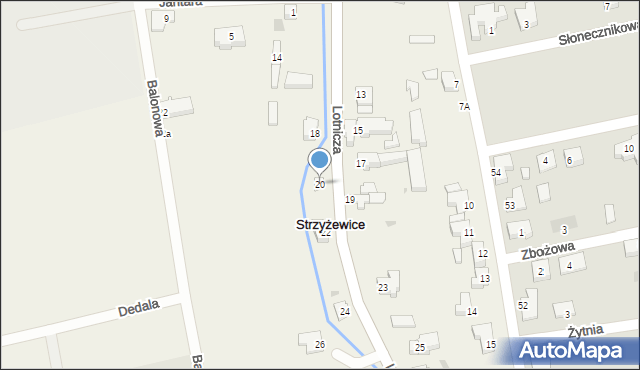 Strzyżewice, Lotnicza, 20, mapa Strzyżewice