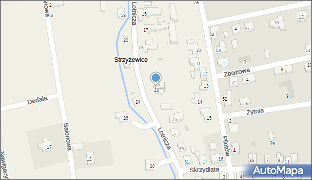 Strzyżewice, Lotnicza, 23, mapa Strzyżewice