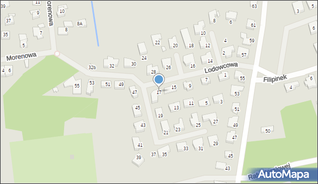 Szczecin, Lodowcowa, 17, mapa Szczecina