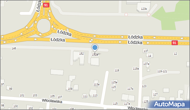 Toruń, Łódzka, 152a, mapa Torunia