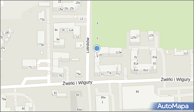 Toruń, Lotników, 4, mapa Torunia