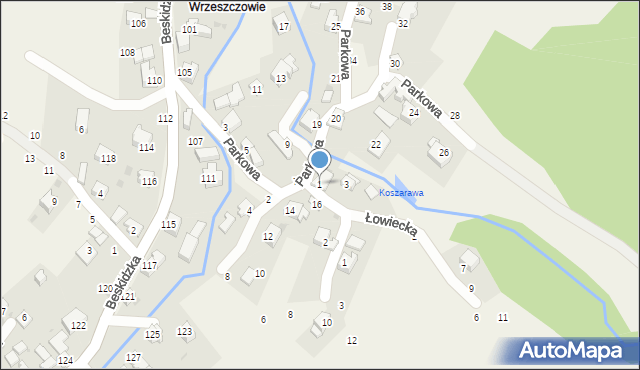 Trzebinia, Łowiecka, 1, mapa Trzebinia