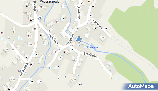 Trzebinia, Łowiecka, 3, mapa Trzebinia