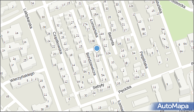 Warszawa, Łomiańska, 13, mapa Warszawy