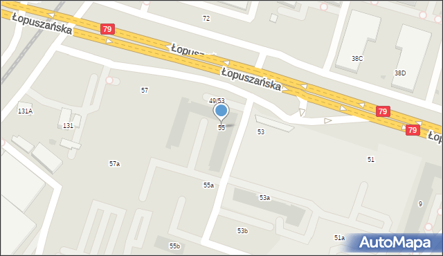 Warszawa, Łopuszańska, 55, mapa Warszawy