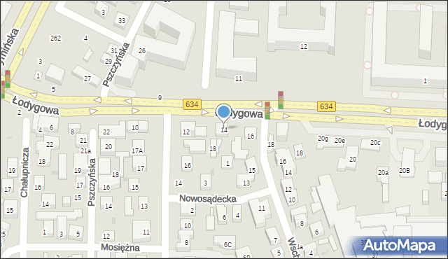 Warszawa, Łodygowa, 14, mapa Warszawy