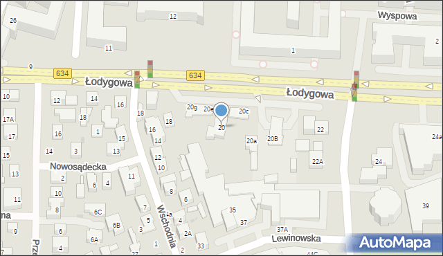 Warszawa, Łodygowa, 20, mapa Warszawy