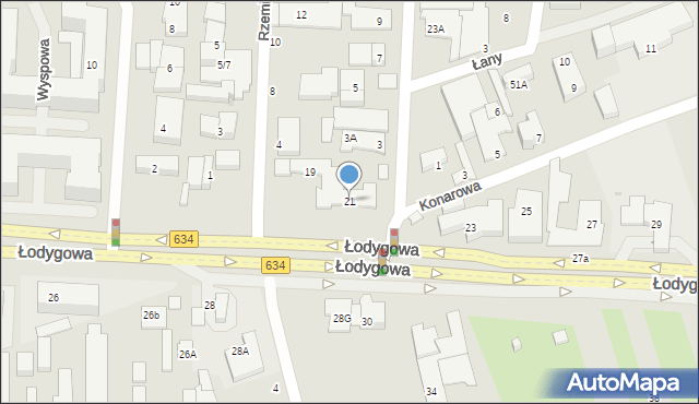 Warszawa, Łodygowa, 21, mapa Warszawy