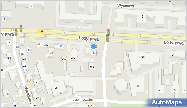 Warszawa, Łodygowa, 22, mapa Warszawy