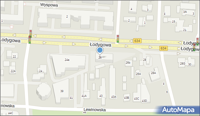 Warszawa, Łodygowa, 26, mapa Warszawy