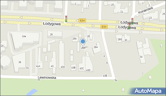 Warszawa, Łodygowa, 26A, mapa Warszawy