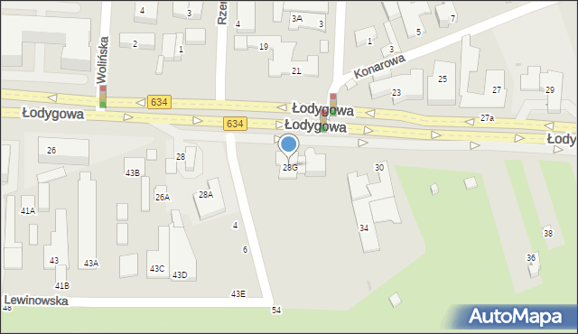 Warszawa, Łodygowa, 28G, mapa Warszawy