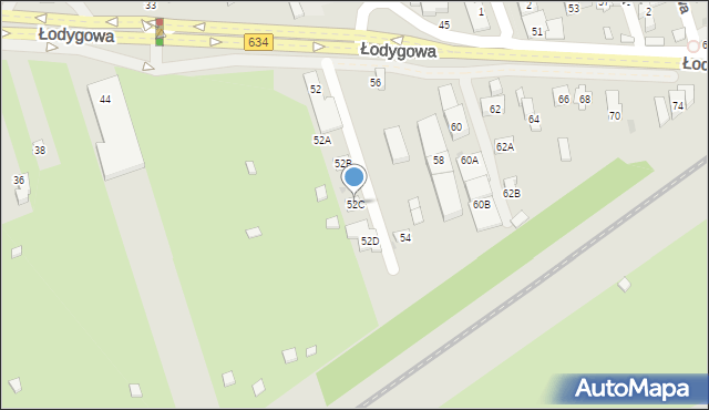 Warszawa, Łodygowa, 52C, mapa Warszawy