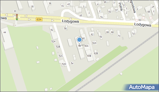 Warszawa, Łodygowa, 58, mapa Warszawy