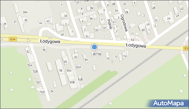 Warszawa, Łodygowa, 66, mapa Warszawy