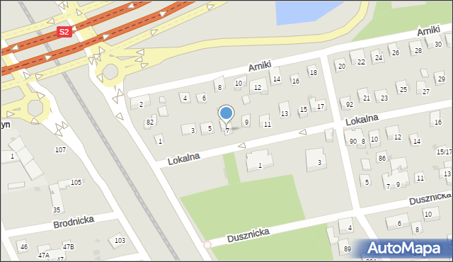 Warszawa, Lokalna, 7, mapa Warszawy