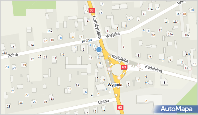 Wygoda, Łomżyńska, 11, mapa Wygoda