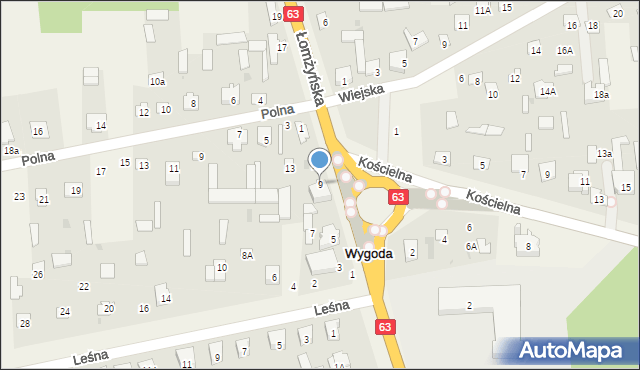 Wygoda, Łomżyńska, 9, mapa Wygoda