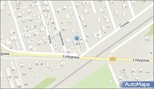 Ząbki, Łodygowa, 65, mapa Ząbki