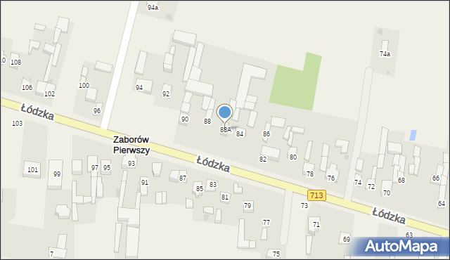 Zaborów Pierwszy, Łódzka, 88A, mapa Zaborów Pierwszy