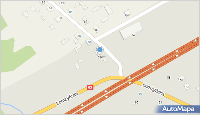 Zambrów, Łomżyńska, 68A, mapa Zambrów