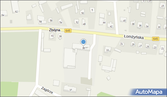 Zbójna, Łomżyńska, 35, mapa Zbójna