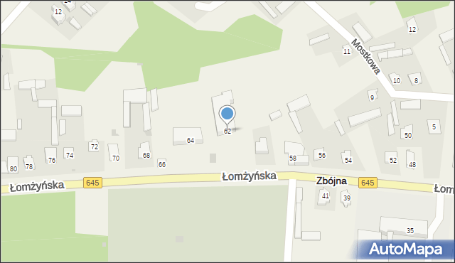 Zbójna, Łomżyńska, 62, mapa Zbójna
