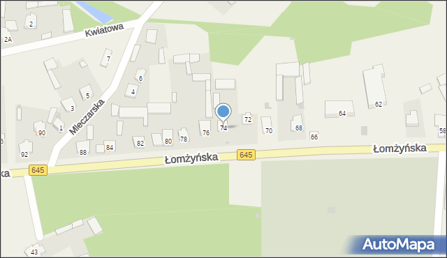Zbójna, Łomżyńska, 74, mapa Zbójna