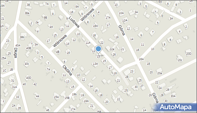 Biała Podlaska, Ludowa, 13, mapa Białej Podlaskiej