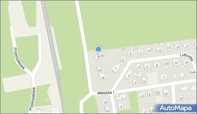 Bielsko, Lubuska, 1c, mapa Bielsko