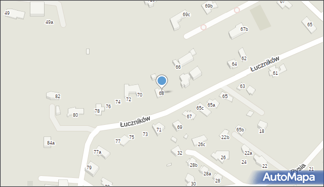 Bielsko-Biała, Łuczników, 68, mapa Bielsko-Białej