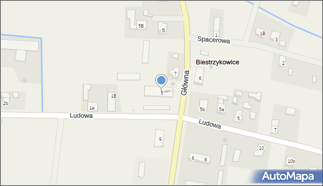 Biestrzykowice, Ludowa, 3, mapa Biestrzykowice