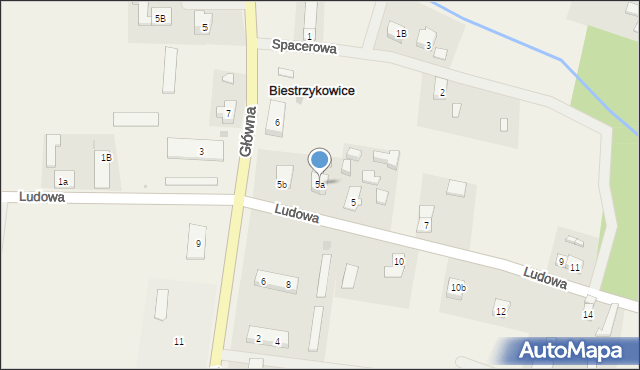 Biestrzykowice, Ludowa, 5a, mapa Biestrzykowice