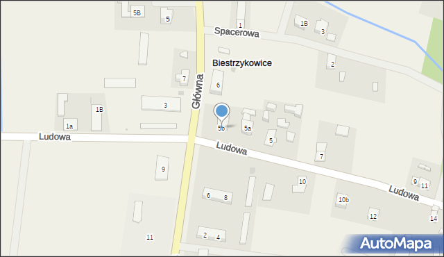 Biestrzykowice, Ludowa, 5b, mapa Biestrzykowice