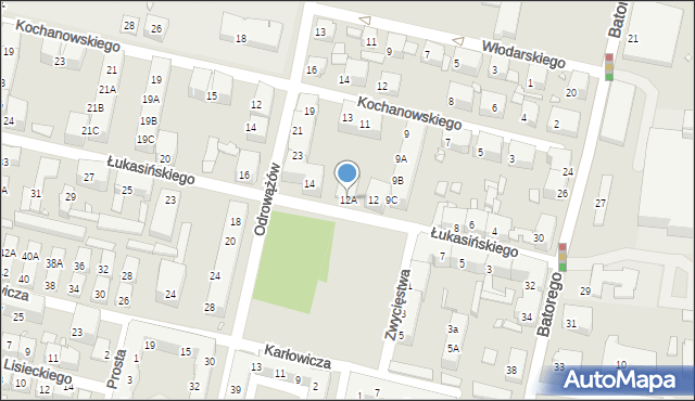 Chorzów, Łukasińskiego Waleriana, mjr., 12A, mapa Chorzów