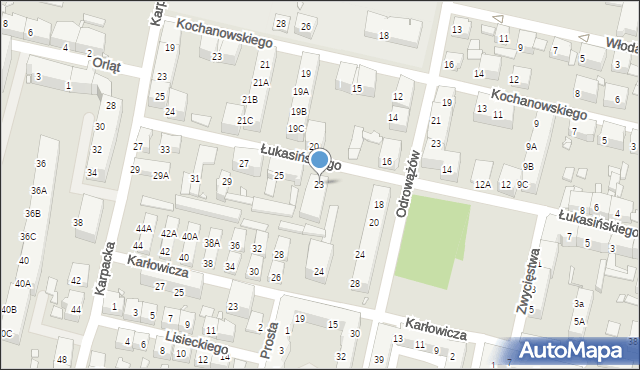 Chorzów, Łukasińskiego Waleriana, mjr., 23, mapa Chorzów