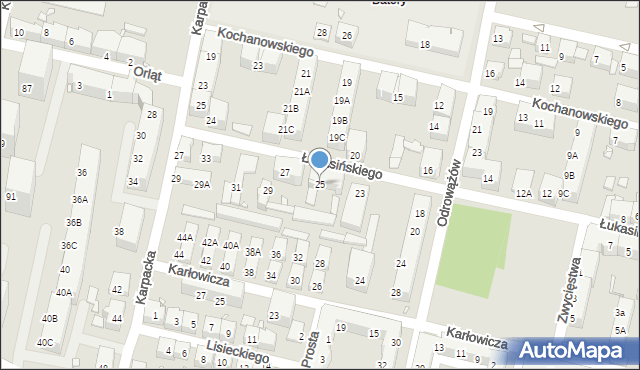 Chorzów, Łukasińskiego Waleriana, mjr., 25, mapa Chorzów