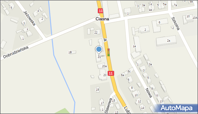 Ciasna, Lubliniecka, 21, mapa Ciasna