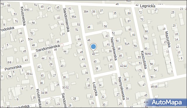 Częstochowa, Łużycka, 42, mapa Częstochowy