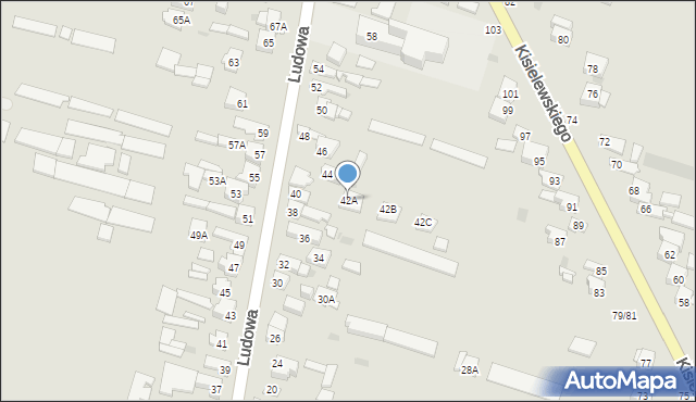 Częstochowa, Ludowa, 42A, mapa Częstochowy