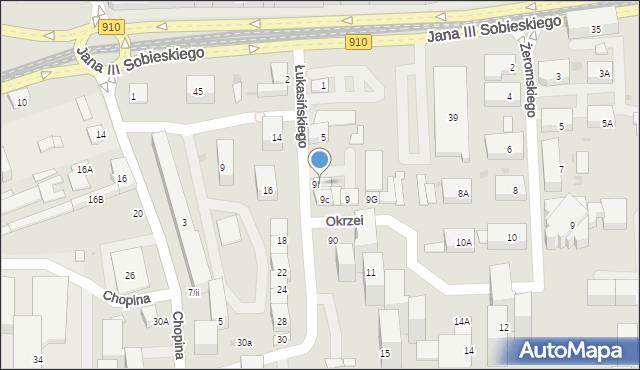 Dąbrowa Górnicza, Łukasińskiego, 9a, mapa Dąbrowa Górnicza