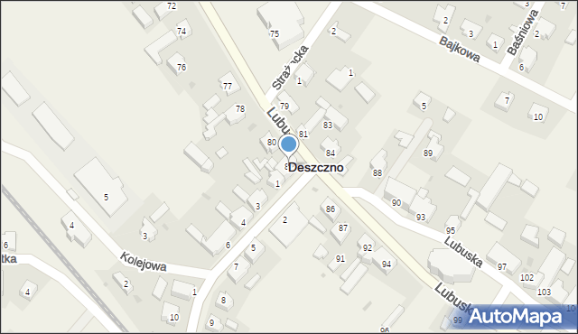 Deszczno, Lubuska, 82, mapa Deszczno